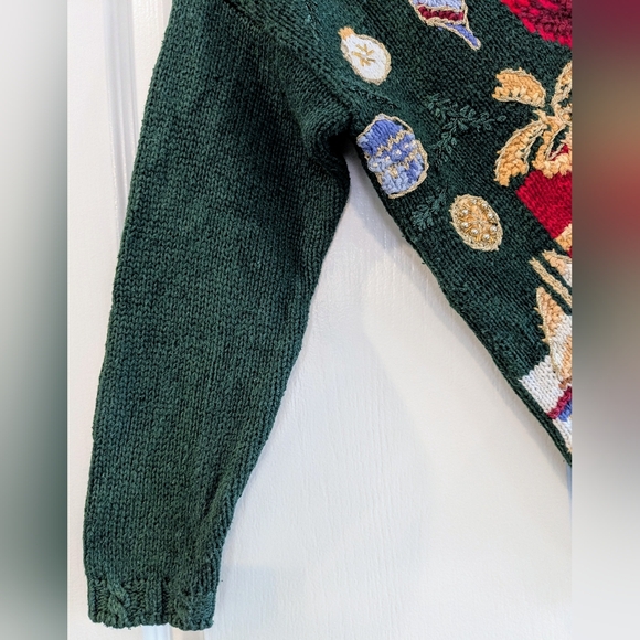 Vintage Fashion Bug Green Holiday Ugly Christmas Sweater Teddy Bear Size Large - Picture 7 of 15